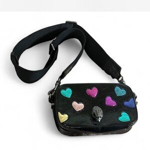 Kurt Geiger Black Crossbody Bag with Multicolor Heart Accents